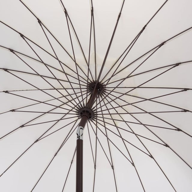 Spritely Home Panza 9 Ft Crank Umbrella, Ivory/Brown Pole For Sale - Image 4 of 8