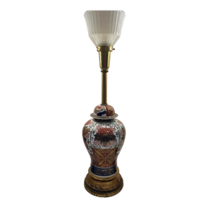 Antique Imari Ginger Shaped Table Lamp Cobalt Blues, Orange, Gold and Salmon