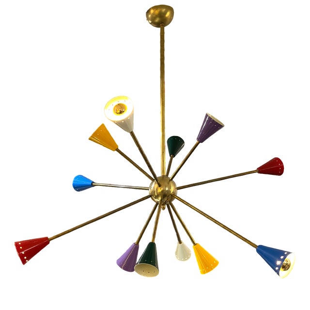 Sputnik Lamp in Golden Brass For Sale