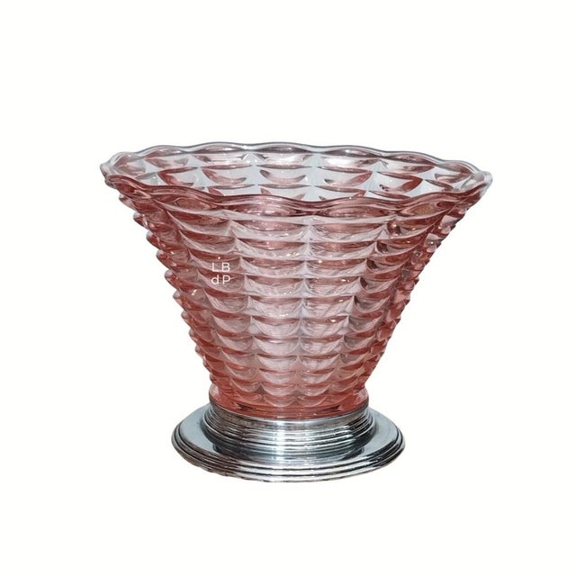 Art Deco Funnel-Shaped Vase in Blown Glass & Chrome Mount, 1920s For Sale - Image 18 of 18