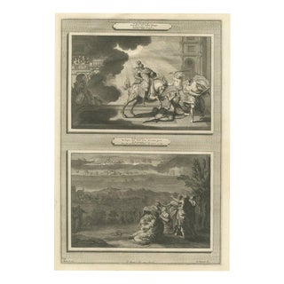 Pieter Mortier, Heliodorus Scourged and Armies in the Sky Over Jerusalem, 1700, Engraving For Sale