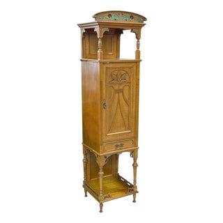 Art Nouveua Cabinet with Floral Painting, 1910s For Sale