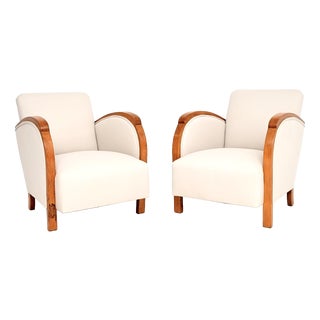 Swedish Art Deco Lounge Chairs in Walnut, 1930, Set of 2 For Sale