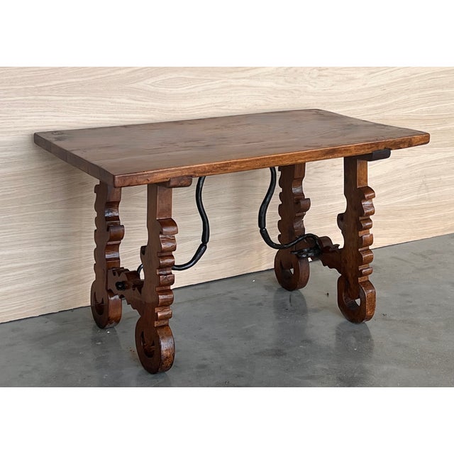 Baroque 19th Century Ebonized Baroque Spanish Side Table With Lyre Legs For Sale - Image 3 of 10