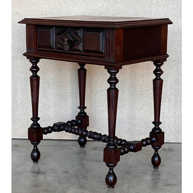 French Nightstands in Solid Carved Oak With Turned Columns, Set of 2 For Sale - Image 10 of 12