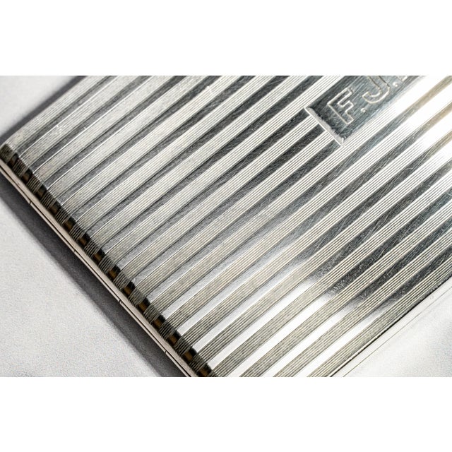 Vintage Napier Sterling Silver Cigarette Case Engine Turned Art Deco Provenance Presentation Card Case Tobacciana For Sale - Image 4 of 13