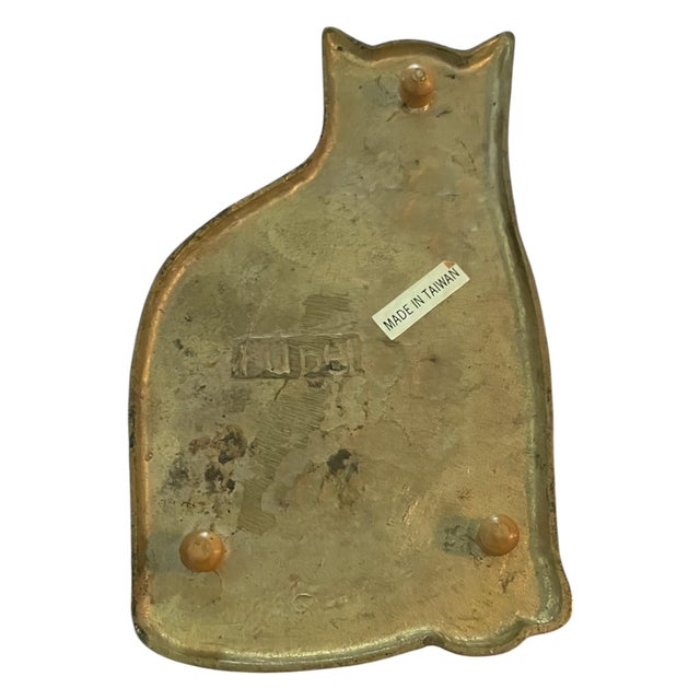 Mid-Century Modern Vintage 1960s Mid Century Rubel and Co Cat Brass Table Trivet Hot Plate For Sale - Image 3 of 7