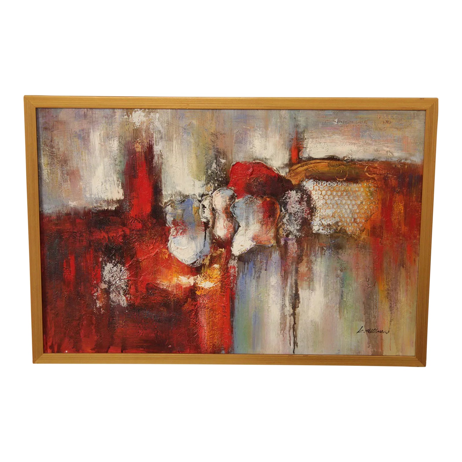 Vintage Abstract Expressionist Original Oil Painting, Signed 'K