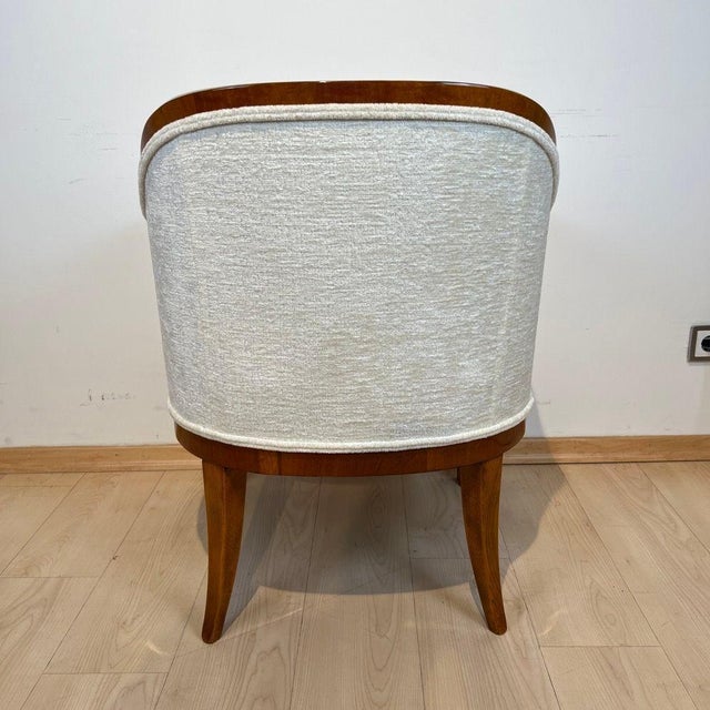 Brown Biedermeier Bergege Chair in Walnut & Creme Velvet, Austria, 1840s For Sale - Image 8 of 18
