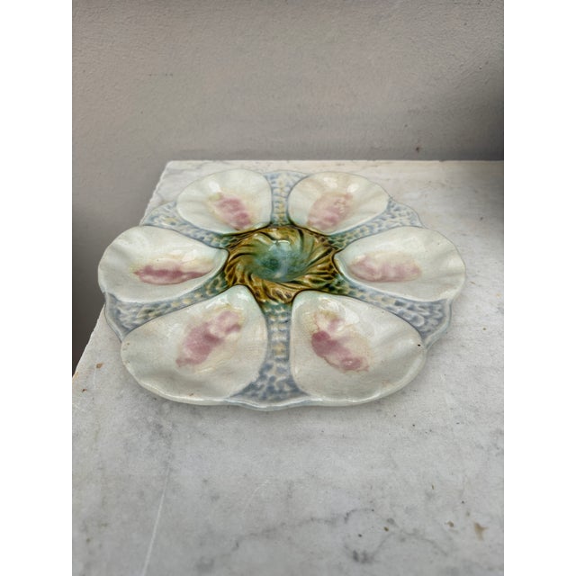 French Majolica oyster plate Orchies, circa 1900.