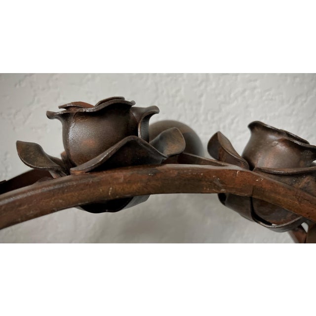 Late 20th-Century Hand-Forged Iron Rose & Travertine Circular Dessert Stand in the Manner of Jan Barboglio For Sale - Image 16 of 18