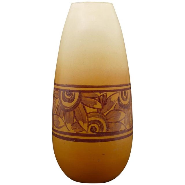 Glass Art Deco Opaque Orange Glass Vase, France, 1920s For Sale - Image 7 of 7