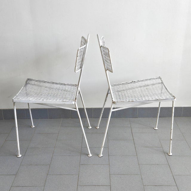1950s Vintage White Lacquered Metal Chairs by Mathieu Mategot, 1950s, Set of 2 For Sale - Image 5 of 16