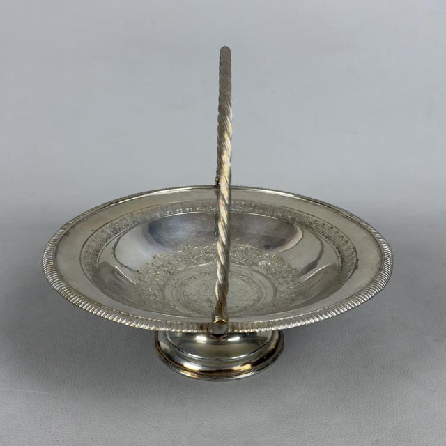 Silver-Plated Basket Centerpiece, 1800s For Sale - Image 5 of 12