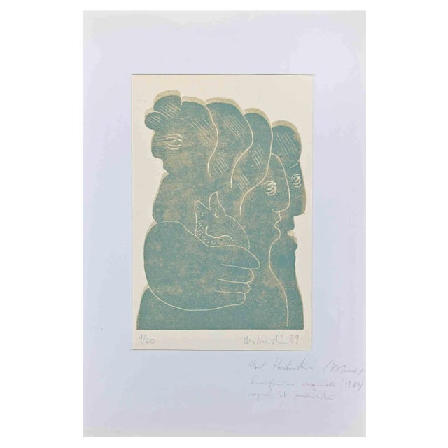 Axel Hartenstein, Figures, Original Linocut, Mid 20th-Century For Sale