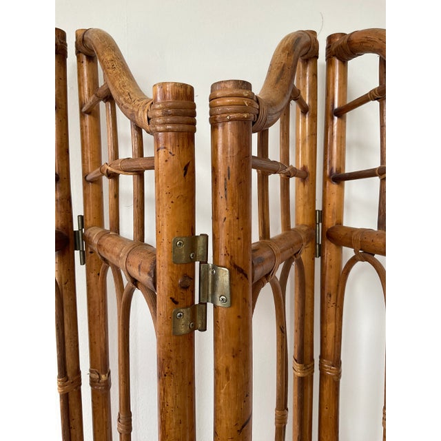 Vintage 1970s Four-Panel Bamboo Screen For Sale - Image 11 of 12