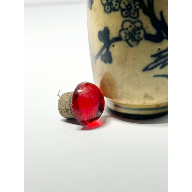 Yellow Antique Chinese Yellow Porcelain Bird & Flower Motif Snuff Bottle For Sale - Image 8 of 10