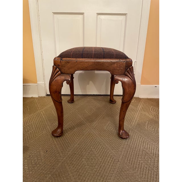 Late 19th C. English Walnut Stool For Sale - Image 4 of 4