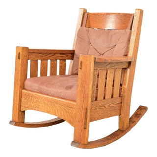 Harden Furniture Antique Mission Oak Arts & Crafts Rocking Chair, Circa 1910 For Sale