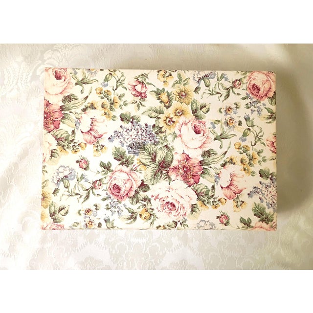 Contemporary Jewelry Box With Mirror Cabbage Rose Chinz Fabric Dresser Top Vanity Organizer For Sale - Image 3 of 12