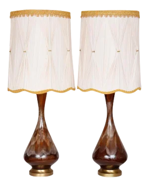 Brown Drip Glaze Ceramic Table Lamps - a Pair