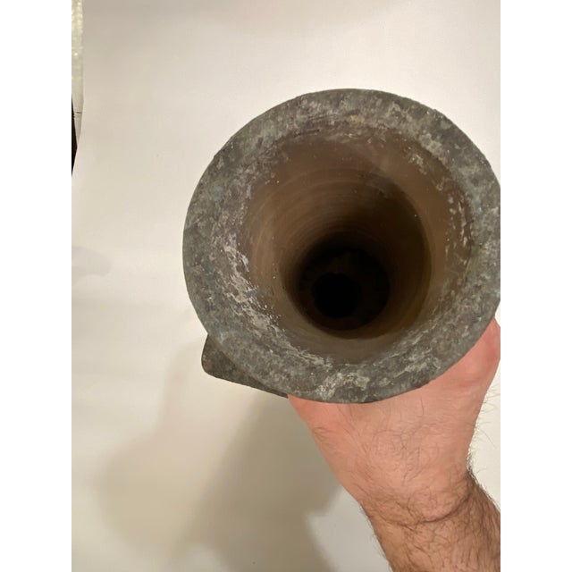 Gray Large Slab Built Volcanic Glaze Architectural Pottery Vase, 1959 For Sale - Image 8 of 13