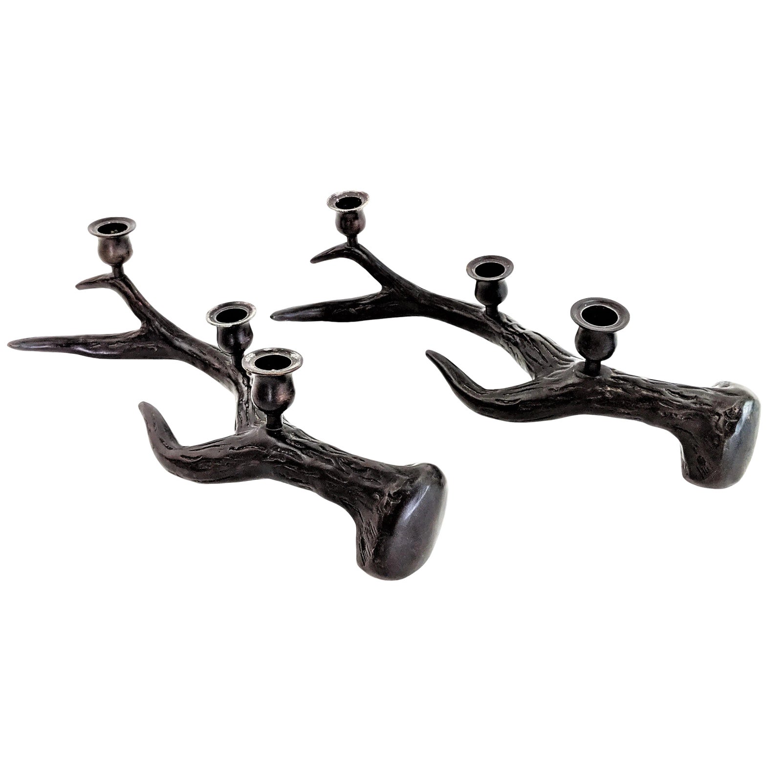 Neiman Marcus Metal Antlers Candle Holders A Pair Chairish