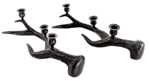 Neiman Marcus Metal Antlers Candle Holders - A Pair