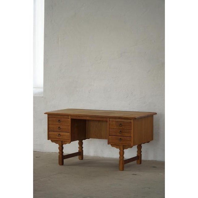 Mid-Century Modern Danish Freestanding Desk in Oak attributed to Henning Kjærnulf, 1950s For Sale - Image 4 of 18