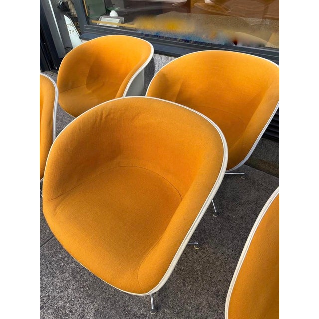 Lafonda Armchairs in Orange Fabric with Chrome Legs by Charles and Ray Eames for Vitra, 1970s, Set of 6 For Sale - Image 6 of 10