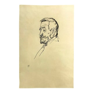 Schiele Lithograph 35 Portrait of Henrich 1968 Reproduction For Sale