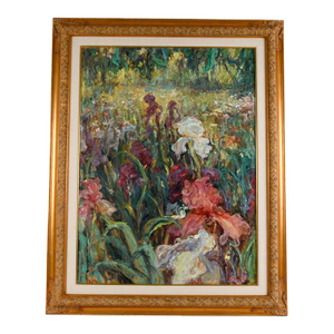 Late 20th Century Framed Signed Haibin Iris Fantasy Oil on Canvas