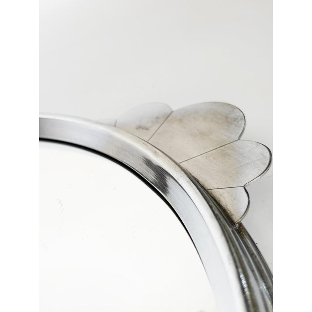 Round Metal Tray with Mirrored Surface, France, 1940s For Sale - Image 6 of 12