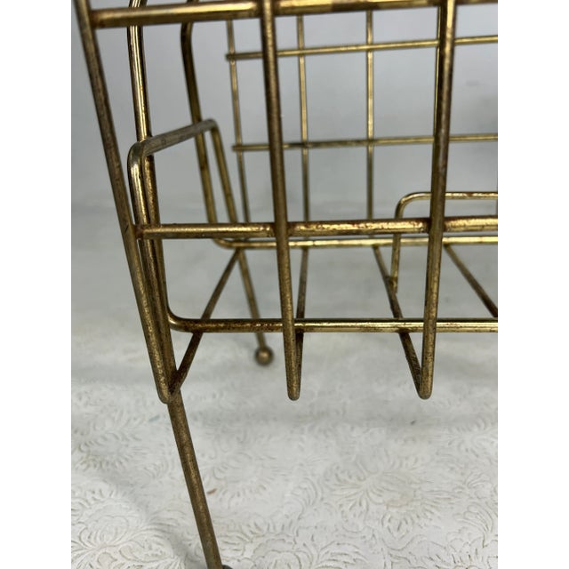 1950s Vintage Modern Metal & Walnut Magazine Holder For Sale - Image 5 of 10