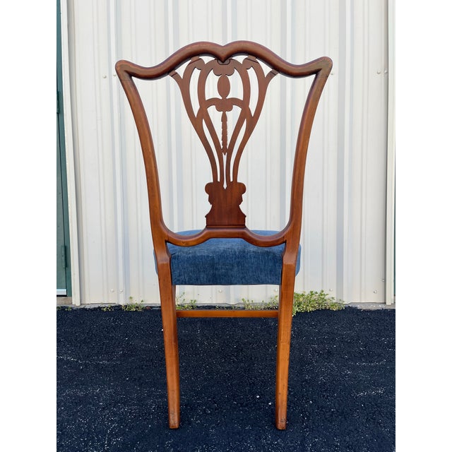 Brown 1930's Saginaw Furniture Louis XVI Walnut Dining Chairs- Set of 6 Newly Reupholstered For Sale - Image 8 of 12