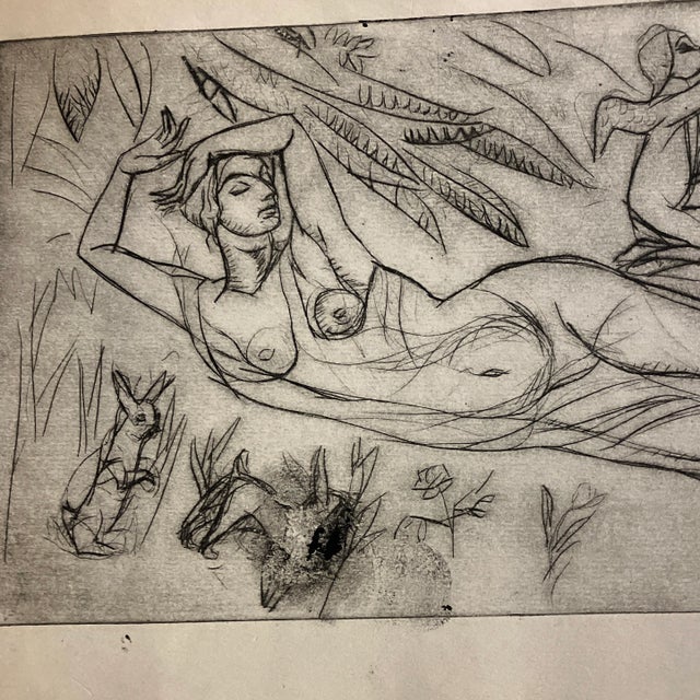 Original etching on paper unsigned 8 x 14 paper size is 12 x 16 unframed