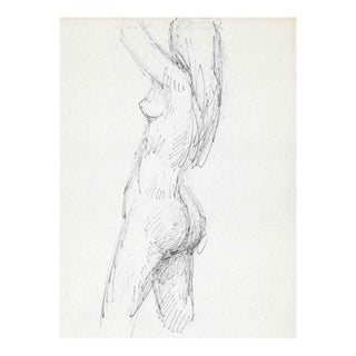 1960s Reaching Female Nude Drawing For Sale