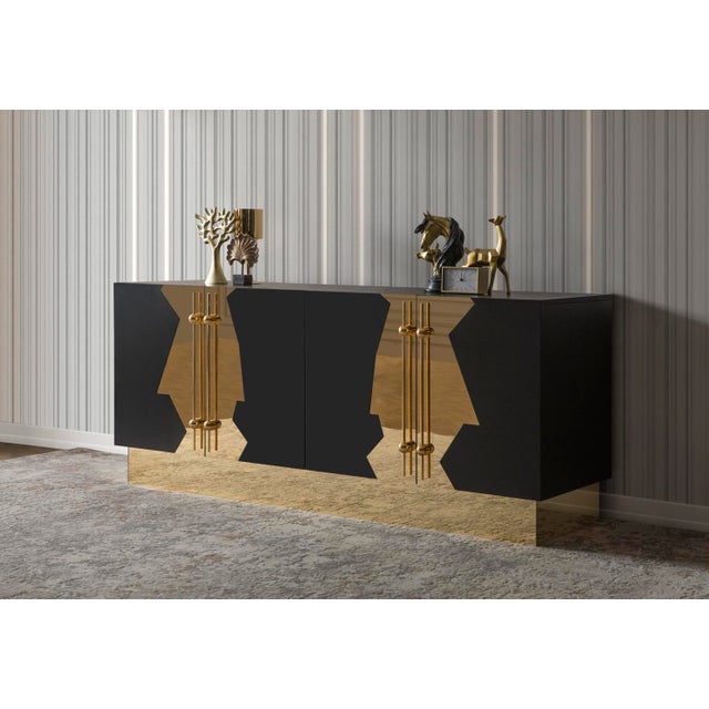 Wood Callista Sideboard, Black & Gold For Sale - Image 7 of 10