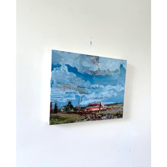 Lovely farm house landscape painting. Oil on canvas Signed by Hans Petrich Dimensions 14ʺW × 1.5ʺD × 11ʺH