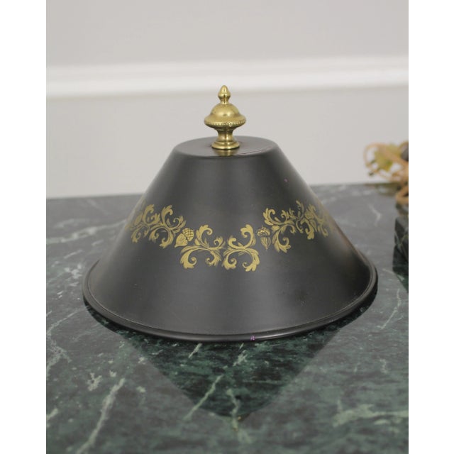 Regency Style Green Column Table Lamp W. Tole Shade For Sale - Image 4 of 10