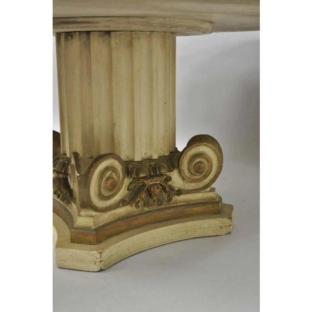 Wood Early 20th Century French Empire Round Marble Top Corinthian Column Wood Pedestal Base Coffee Table For Sale - Image 7 of 9