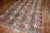 One of a kind, mid 20th century Turkish Kilim with an all over design in blush pink, green and brown Professionally Washed...