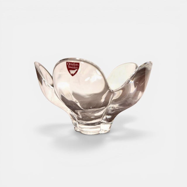 Glass 20th Century Crystal Bowl by Lars Hellsten for Orrefors, Sweden For Sale - Image 7 of 7