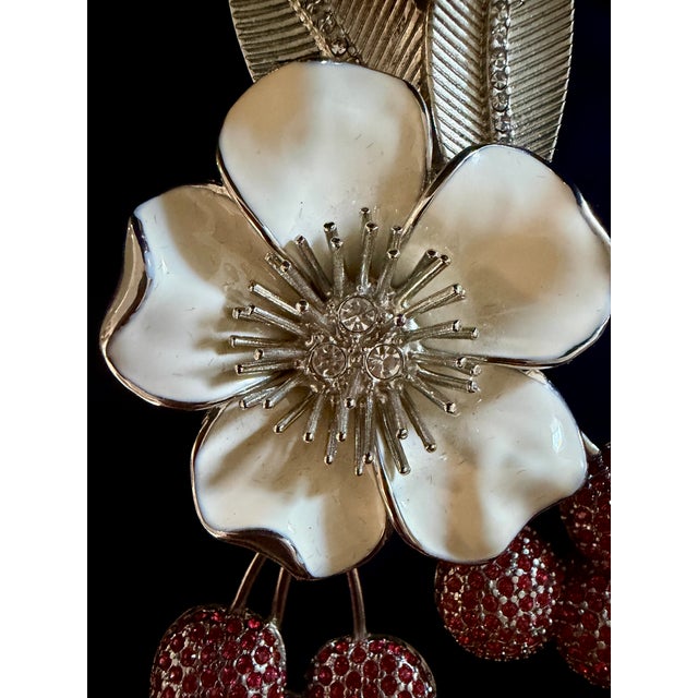 Vintage 1980’s Judith Leiber XL Cherry Blossom Brooch With Swarovski Crystals For Sale - Image 13 of 18
