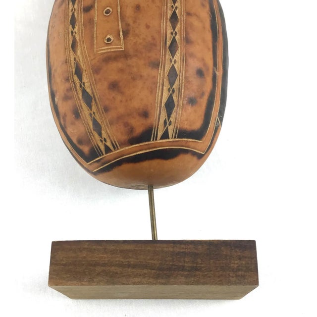 Wood Vintage Artisan Painted Wood Gourd Statue For Sale - Image 7 of 9