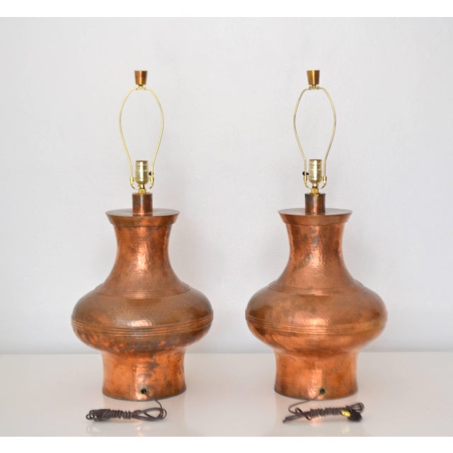 Pair of Hammered Copper Table Lamps | Chairish