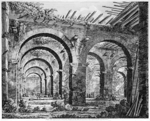 Veduta delle rovine di una Conserva\. - Original Etching by L. Rossini - 1826 1826