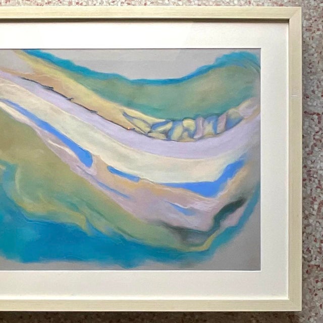 Vintage 1980s Signed Original Abstract Pastel on Paper Painting For Sale - Image 12 of 14