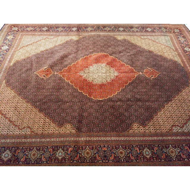 Antique Tabriz Mahi Rug, Hand-Knotted Wool & Silk, Herati Geometric Pattern, 10x13 For Sale - Image 15 of 16