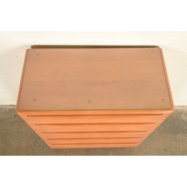Wood Heywood Wakefield Mid-Century Modern Solid Birch Five-Drawer Highboy Dresser, 1965 For Sale - Image 7 of 18